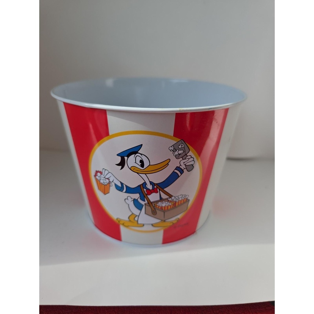 Vintage Disney Metal Popcorn Bowls Set of 3 Mickey Minnie Donald Goofy Striped - Picture 7 of 13